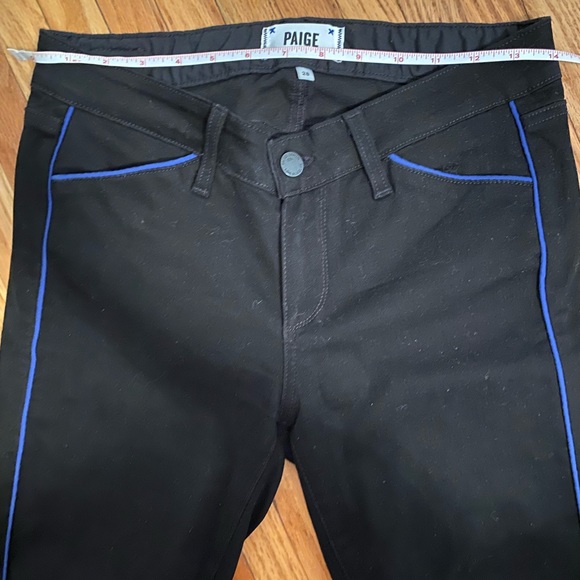 PAIGE Black Cotton Blue Stripe Denim Jeans Size 28 - Picture 7 of 7